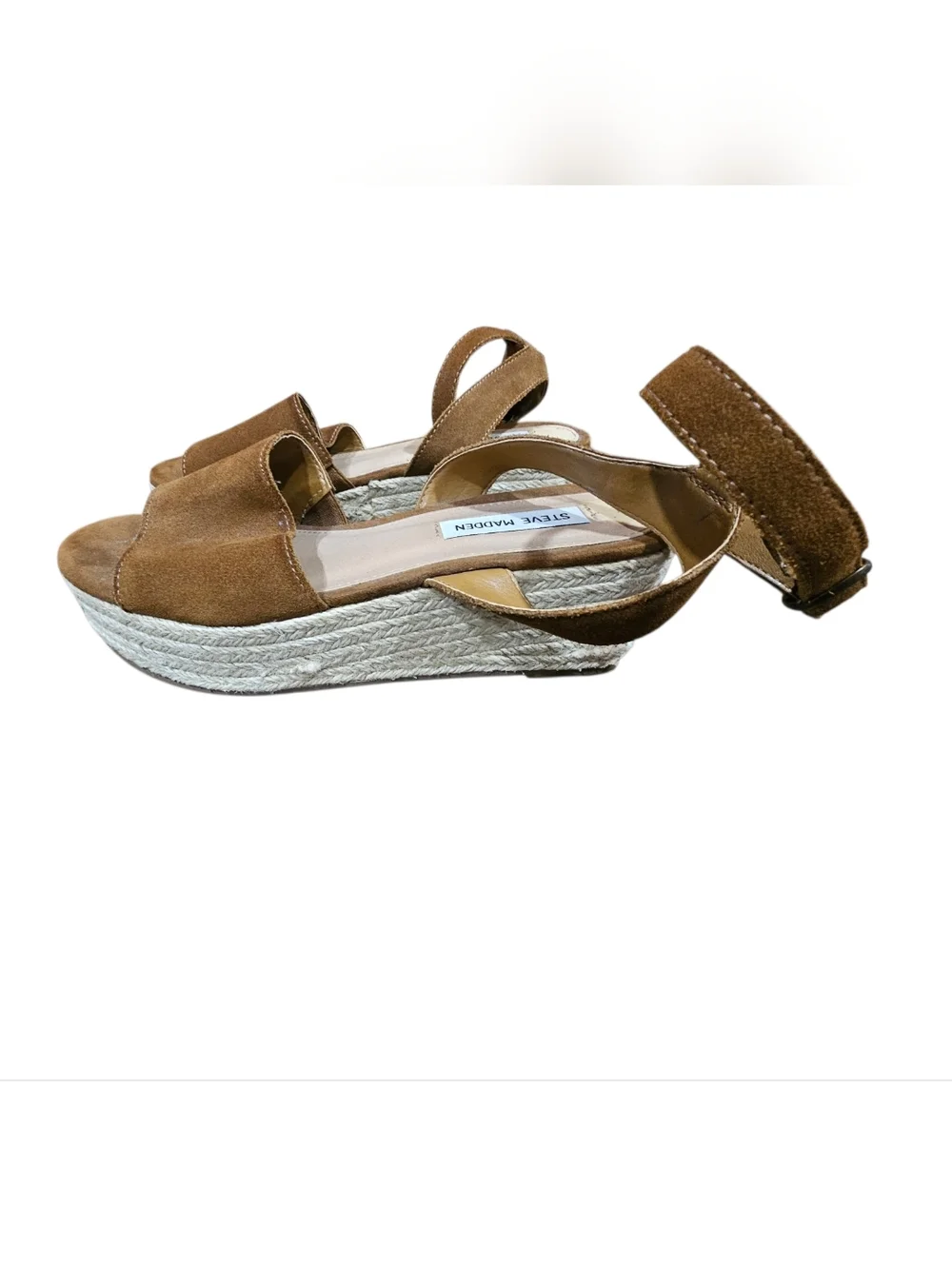 Steve Madden Brown Suede Espadrille Wedge Sandals Ankle Strap Size 9